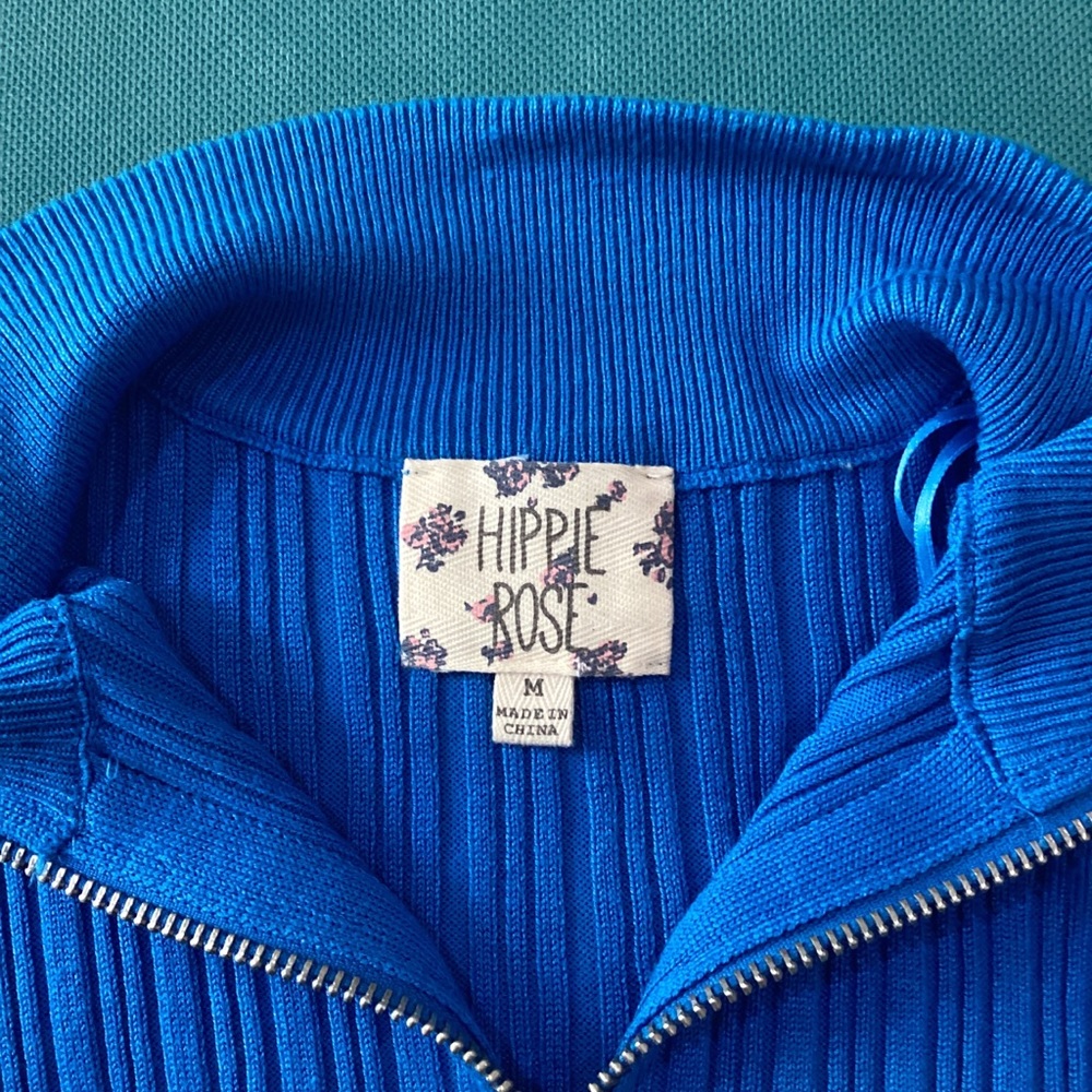 Hippie Rose Vibrant Blue Ribbed Sweater